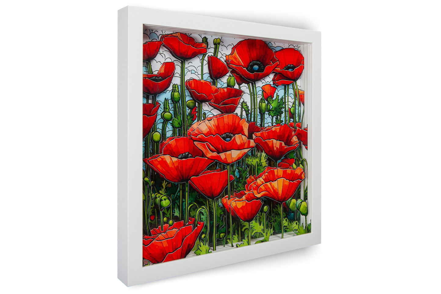 Limited Edition – Glass Art Collection - Mohnblumen 2 – Blütenmeer im Wind