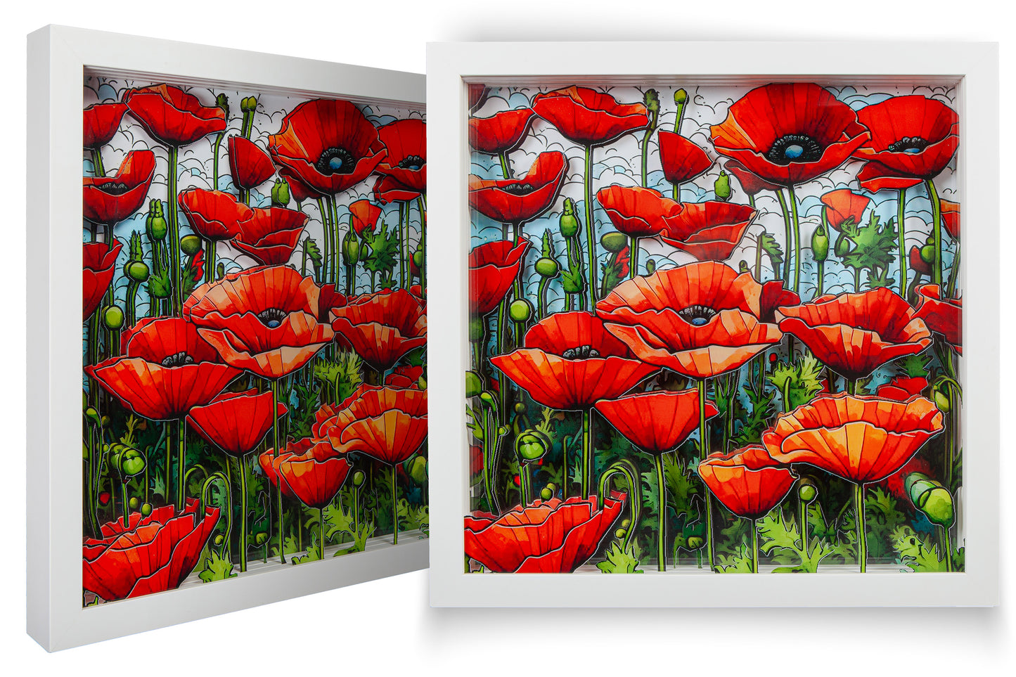 Limited Edition – Glass Art Collection - Mohnblumen 2 – Blütenmeer im Wind