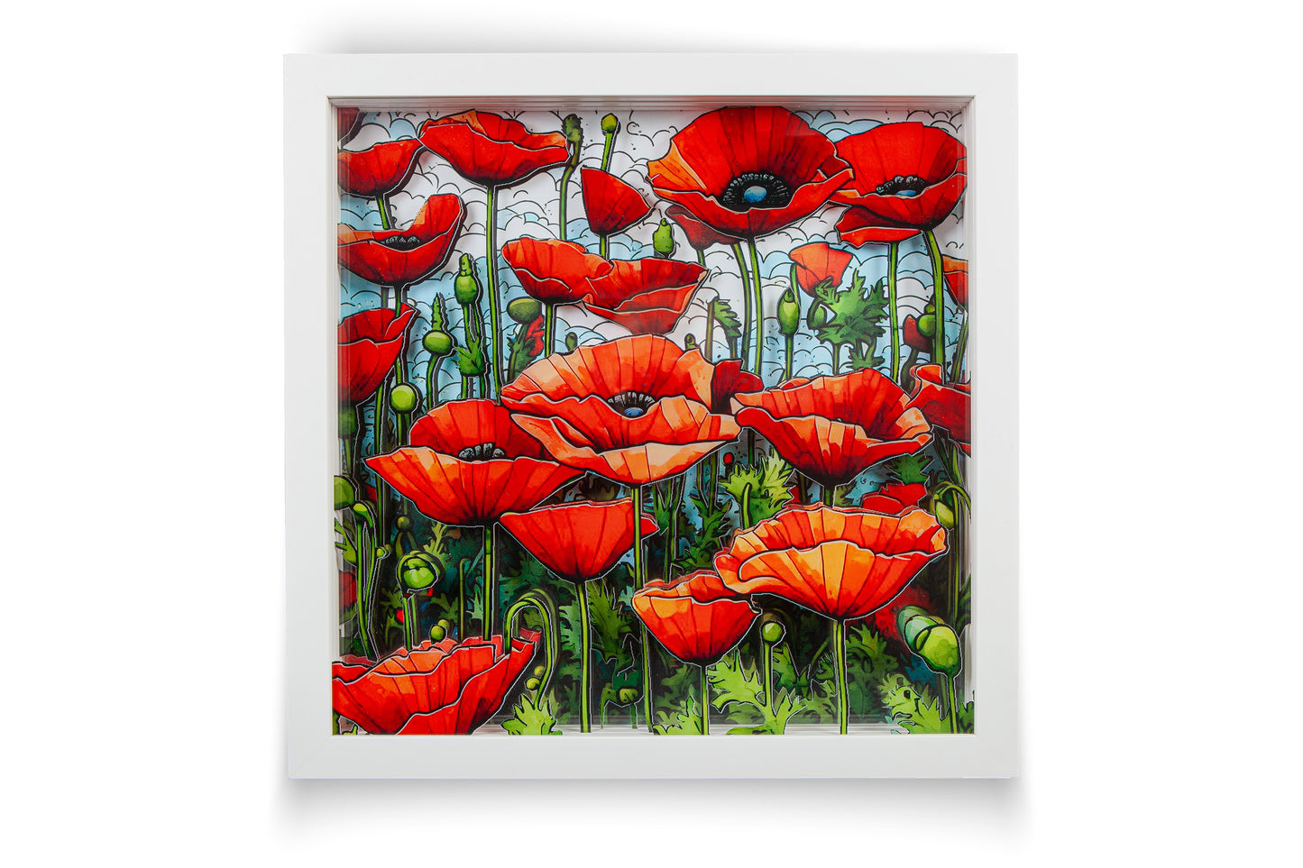 Limited Edition – Glass Art Collection - Mohnblumen 2 – Blütenmeer im Wind